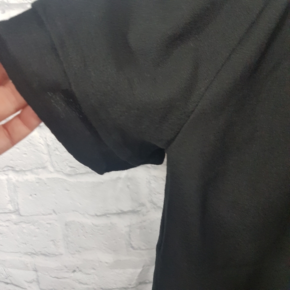 Terra &Sky NWT Black Textured Peasant Short Sleeve Top - Picture 4 of 9